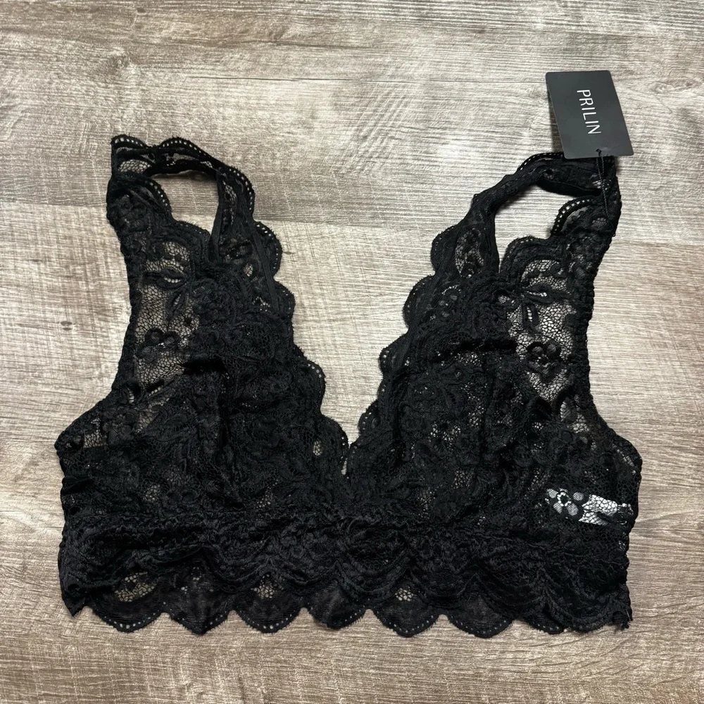 PRILIN Black Lace Bralette Size 2XL